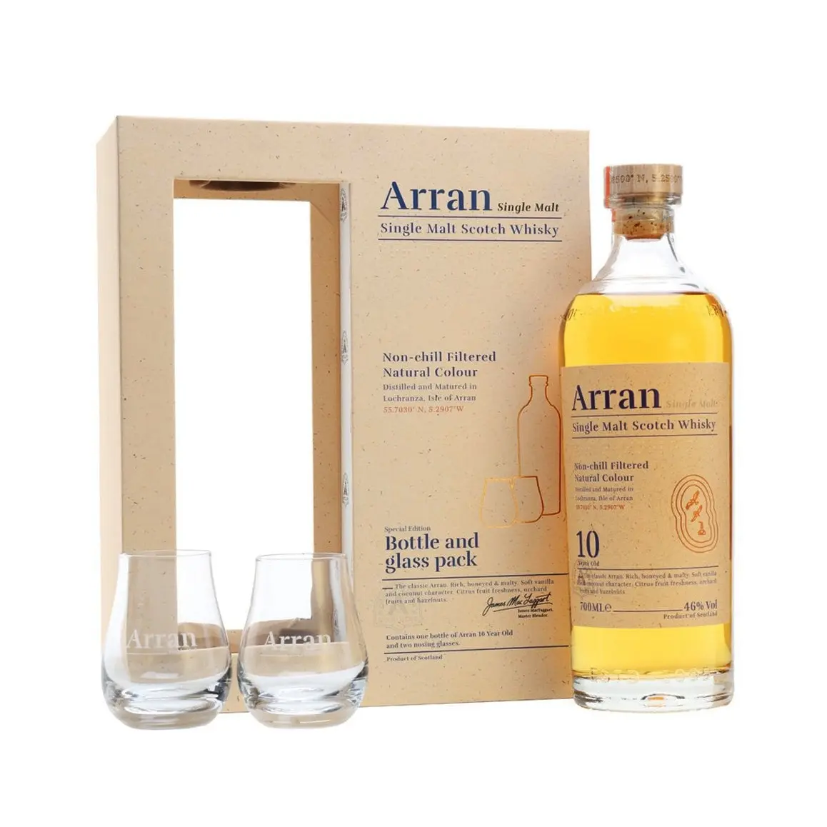 Arran, 10 years - Giftpack 2 Glasses 70cl