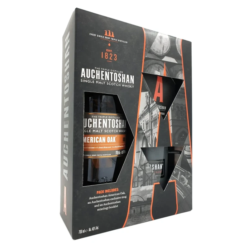 Auchentoshan - American Oak Gift Pack with Mug & Mixology Booklet 70cl Auchentoshan - American Oak Gift Pack with Mug & Mixology Booklet 70cl