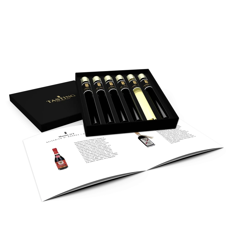 Coffret Dégustation de Balsamique 6 fioles dans une Boîte Cadeau de Luxe Coffret Dégustation de Balsamique 6 fioles dans une Boîte Cadeau de Luxe