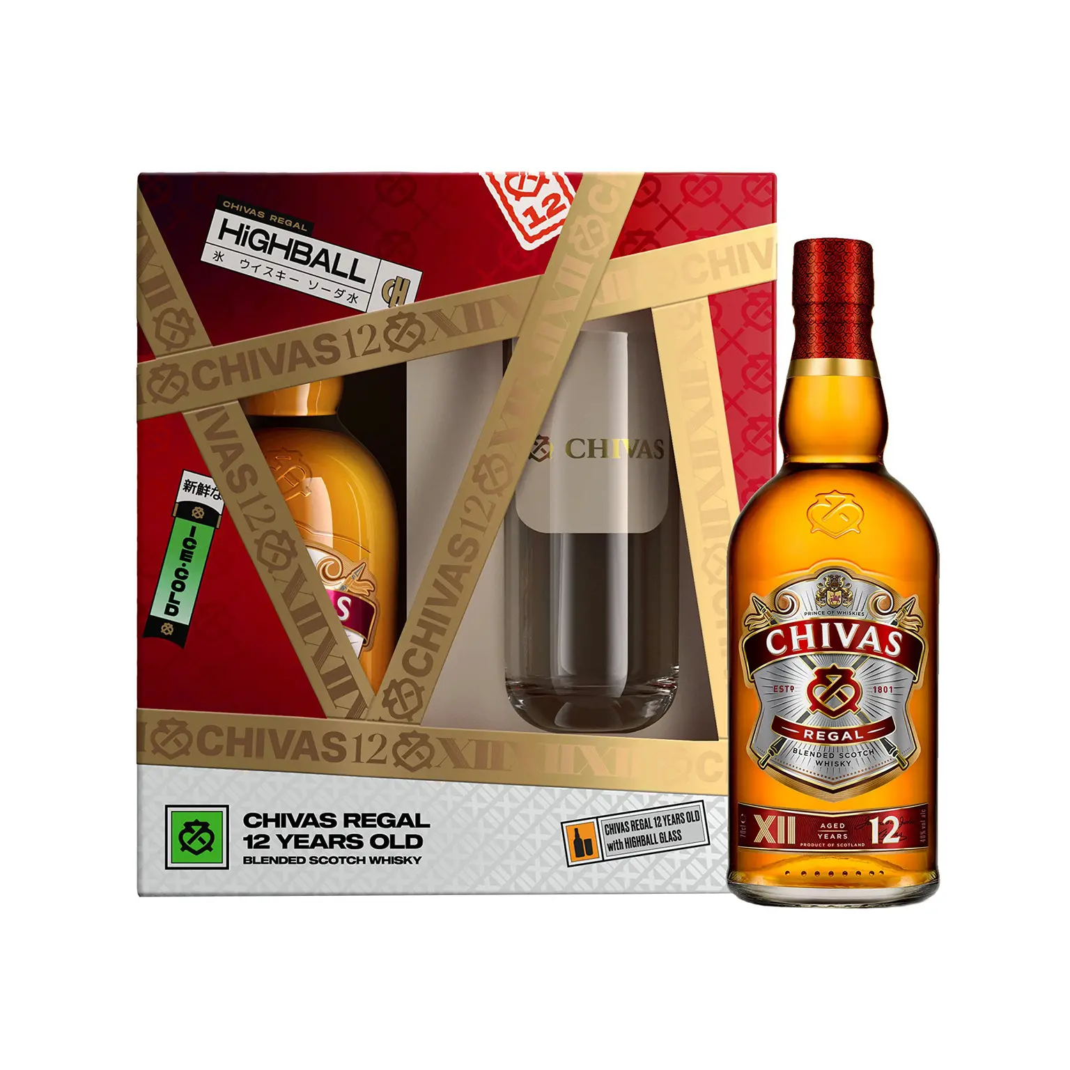 Chivas Regal, 12 years - Giftpack Highball Glass 70cl