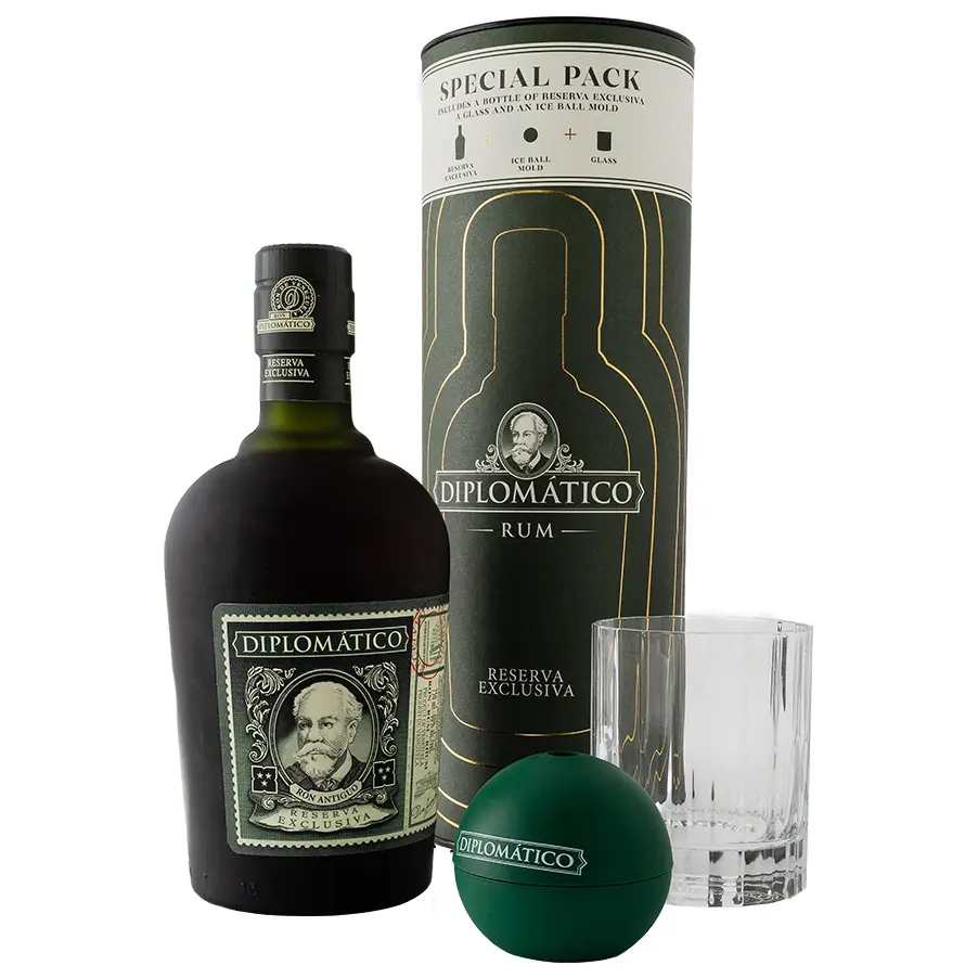 Diplomatico Reserva Exclusiva Geschenk met Ice Ball Mold + Glass 70cl