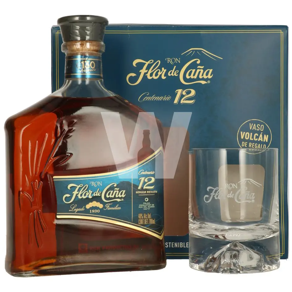 Flor de Cana, 12 Y Giftbox with Glass 70cl