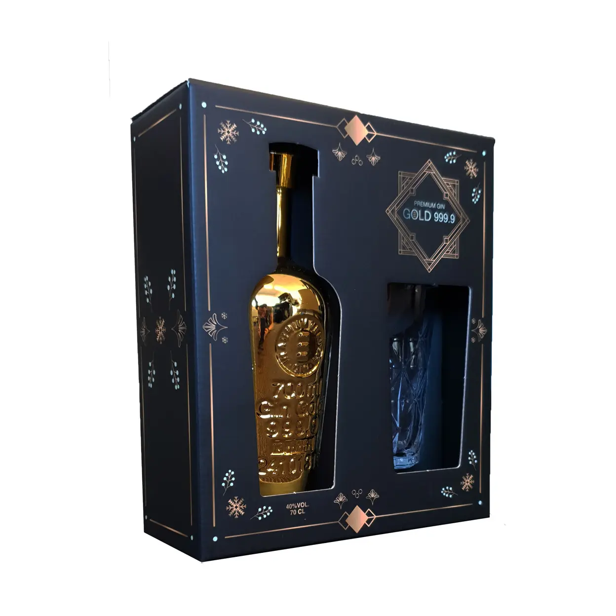 Gin Gold 999,9 Giftpack Glass 70cl