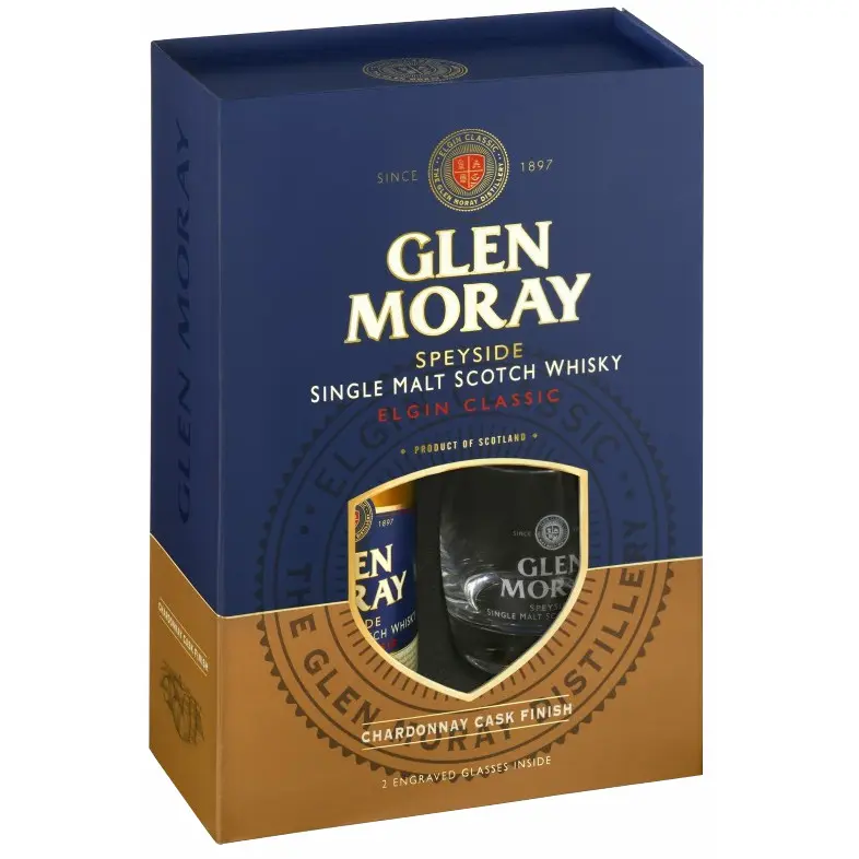 Glen Moray - Chardonnay Finish met 2 glazen 70cl Glen Moray - Chardonnay Finish met 2 glazen 70cl