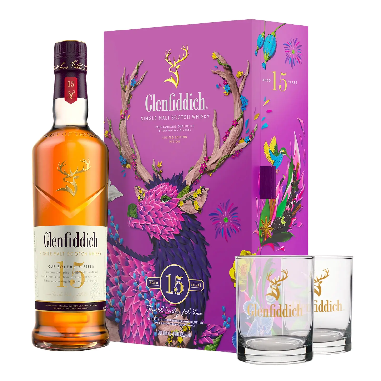 Glenfiddich, 15 years - Solera Giftpack 2 Glasses 70cl