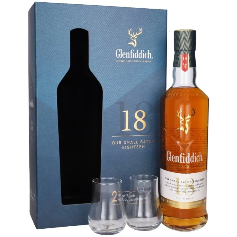 Glenfiddich, 18 years - Giftpack 2 Glasses 70cl Glenfiddich, 18 years - Giftpack 2 Glasses 70cl