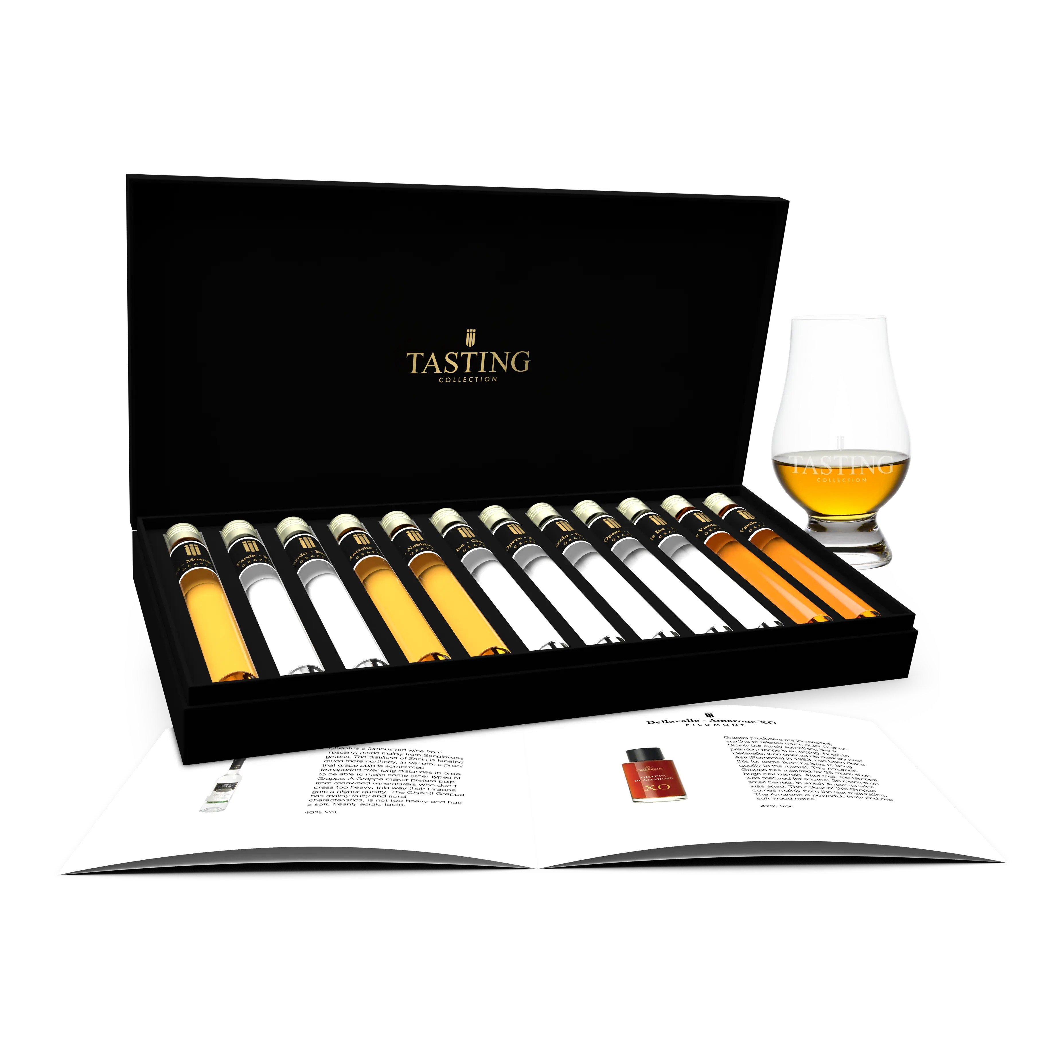 Grappa Tasting Collection 12 Tubes in Gift Box