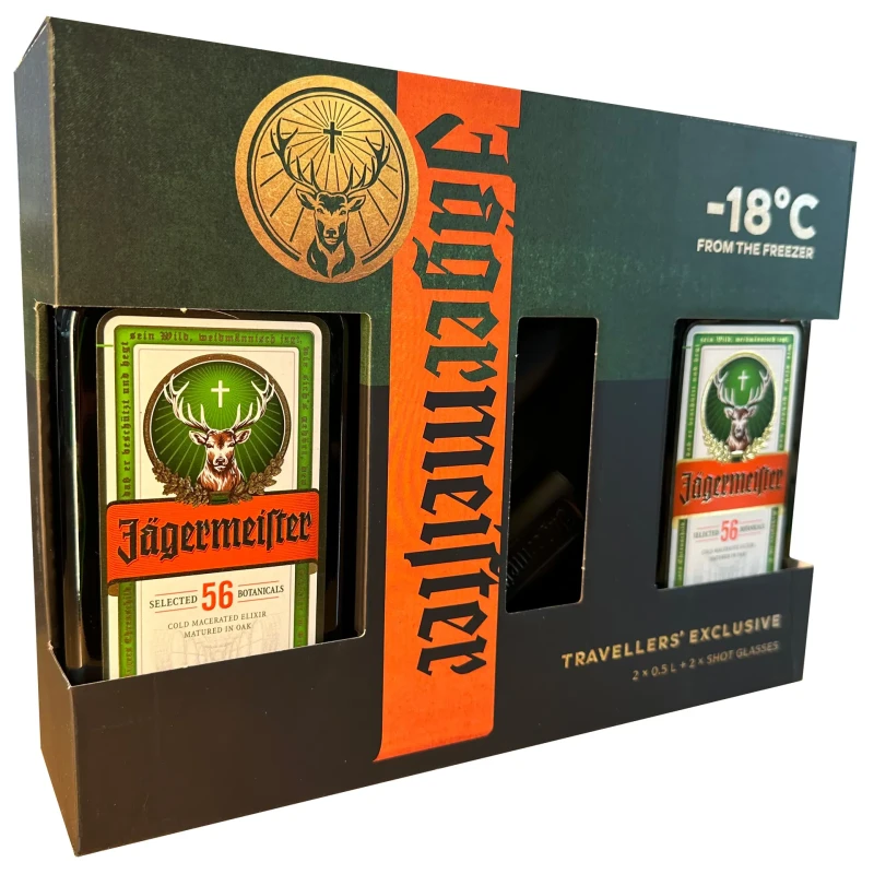 Jagermeister - Twinpack with 2 Shots Glasses 1 litre Jagermeister - Twinpack with 2 Shots Glasses 1 litre