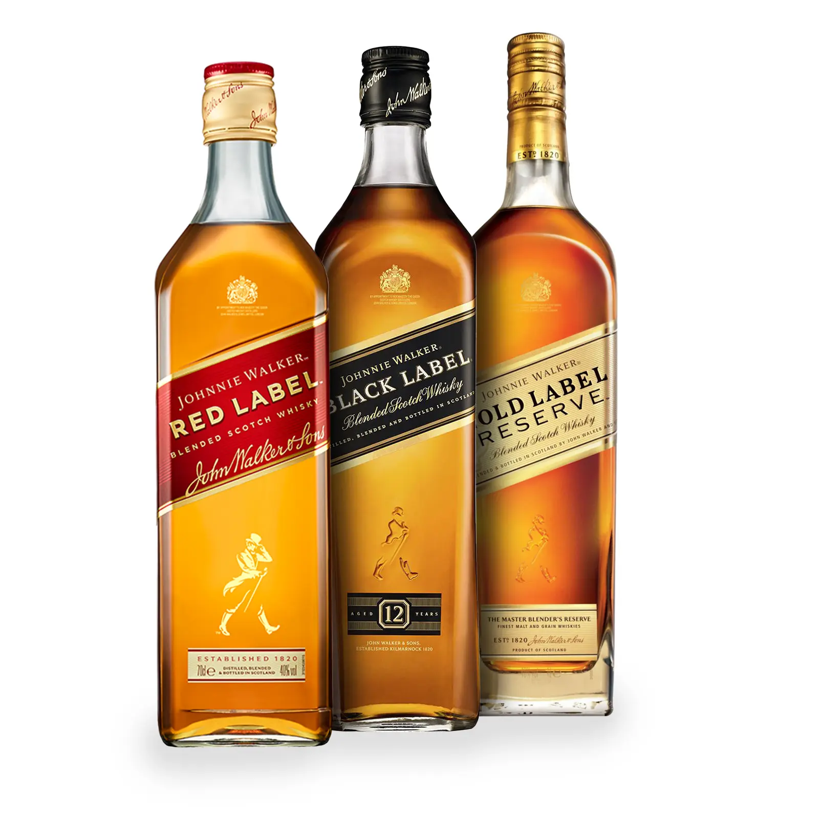 Johnnie Walker Bundel - Red, Black en Gold Label 2.1 litres