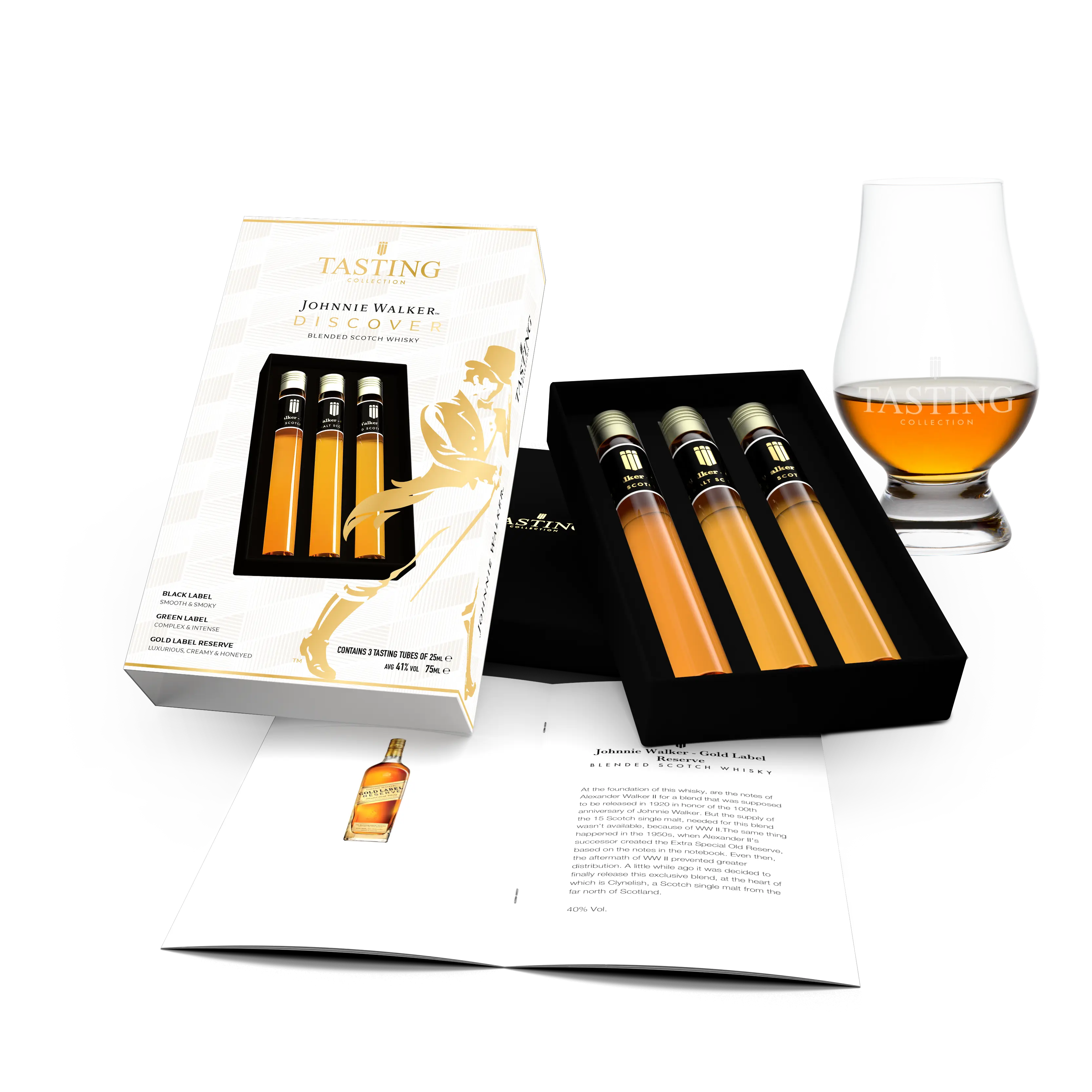 Johnnie Walker Whisky Proeverij 3 tubes in Luxe Cadeau Box