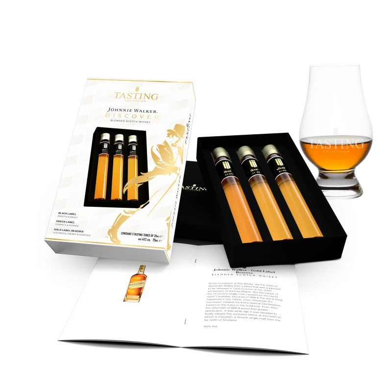 Johnnie Walker Whisky Tasting Probierset 3 Fläschchen Verkostung im Geschenkset Johnnie Walker Whisky Tasting Probierset 3 Fläschchen Verkostung im Geschenkset