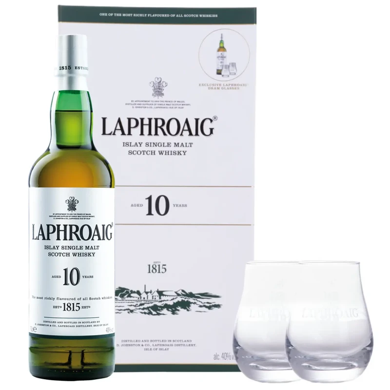Laphroaig, 10 Y Cadeau met 2 Glazen 70cl Laphroaig, 10 Y Cadeau met 2 Glazen 70cl