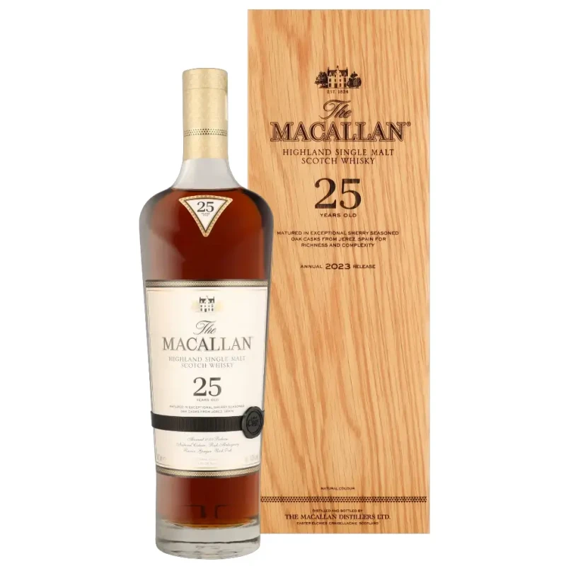 Macallan, 25 years - Sherry Oak 2023 in Wooden Giftbox 70cl Macallan, 25 years - Sherry Oak 2023 in Wooden Giftbox 70cl