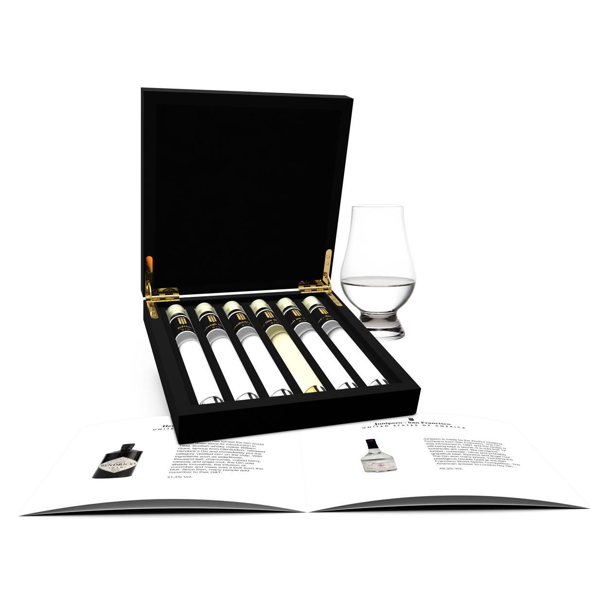 Premium Gin Tasting Collection 6 Tubes Wooden Gift Box
