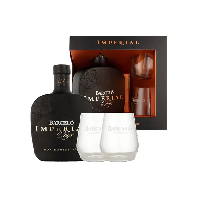 Ron Barceló - Imperial Onyx Giftpack 2 Glasses 70cl Ron Barceló - Imperial Onyx Giftpack 2 Glasses 70cl