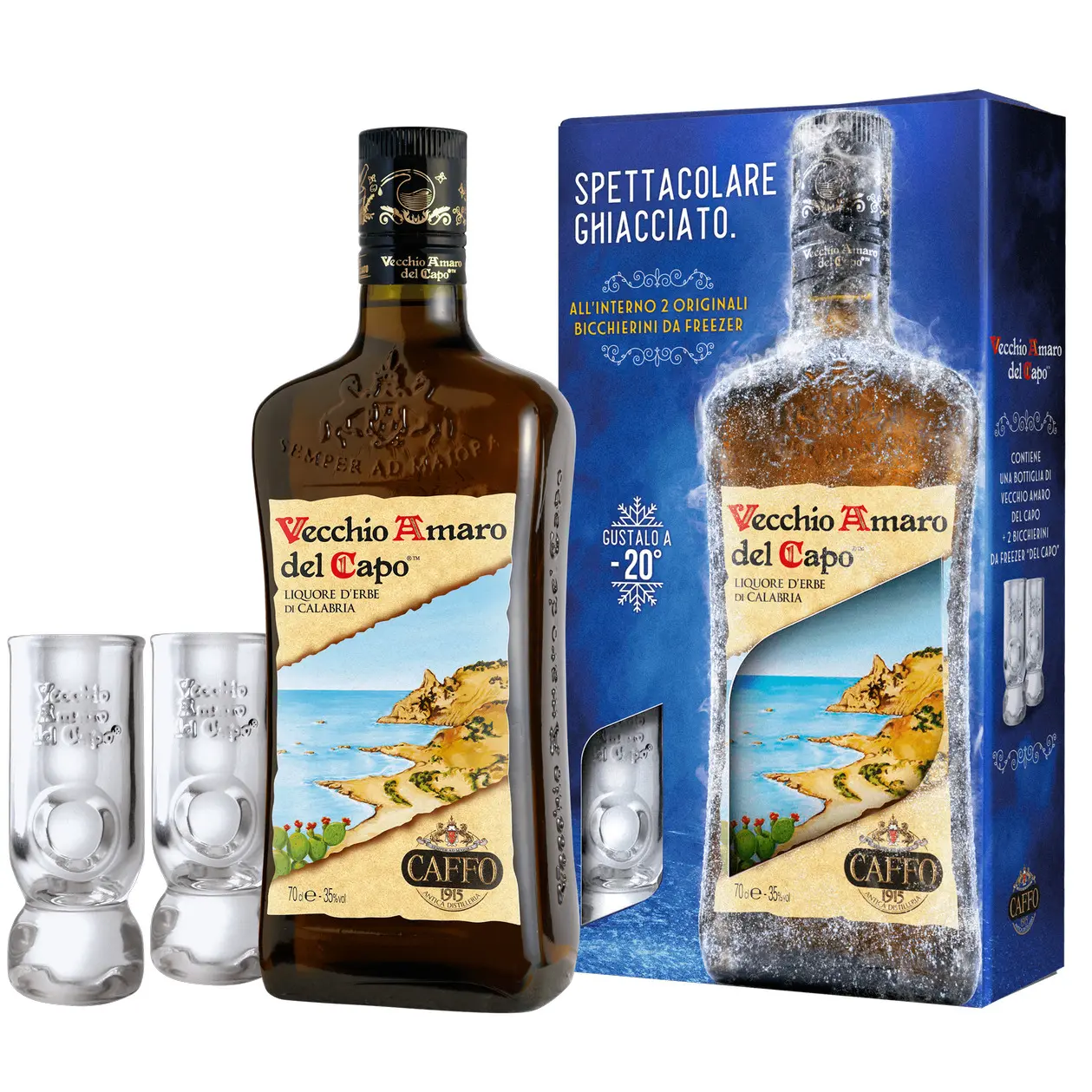 Vecchio Amaro Del Capo - Caffo Giftpack 2 Glasses 70cl